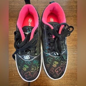 Heelys Kids' Black Sneakers with Bright Pink Lining and Rainbow Lettering